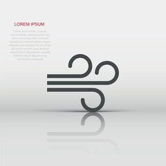 Wind icon in flat style. Air vector illustration on white isolated background. Breeze business concept.