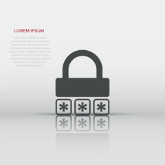 Login icon in flat style. Password access vector illustration on white isolated background. Padlock entry business concept.