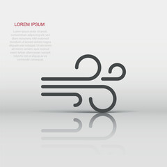 Wind icon in flat style. Air vector illustration on white isolated background. Breeze business concept.