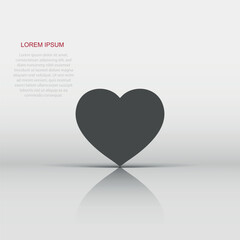Heart icon in flat style. Love vector illustration on white isolated background. Romantic business concept.