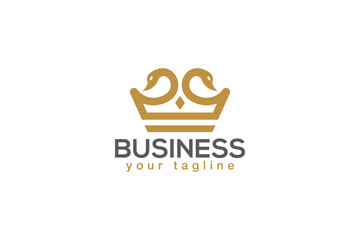 Swan Crown Logo Design - Golden Crown Logo Design Template	