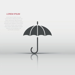 Umbrella icon in flat style. Parasol vector illustration on white isolated background. Canopy business concept.