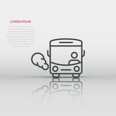 Bus icon in flat style. Coach vector illustration on white isolated background. Autobus vehicle business concept. © Lysenko.A