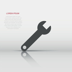 Wrench icon in flat style. Spanner key vector illustration on white isolated background. Repair equipment business concept.
