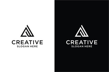 Triagle letter a w Logo design concept