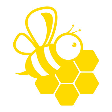 Bee silhouette and honeycombs, design for beekeeper and beekeeper shop