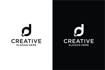 Letter d bulb Logo design concept