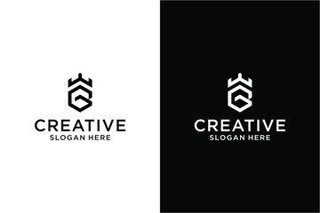 Letter b castle logo design concept