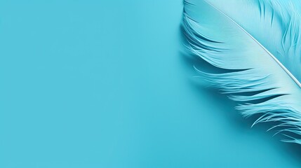 Fototapeta na wymiar Cerulean Festive Design with Creative Glamour Layout of Turquoise Feathers on White Card. Minimalistic Background for Celebration: Generative AI