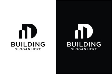 Letter d building logo design template - obrazy, fototapety, plakaty
