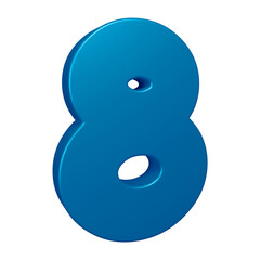 3d blue number 8 design for math, business and education concept 
