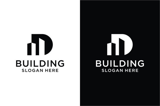 Letter d building logo design template