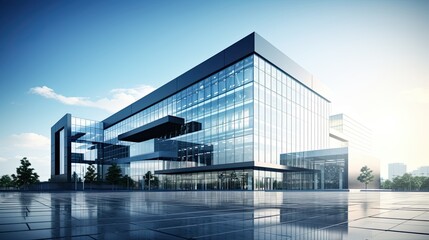 Corporate Modern Building Exterior - Iconic Symbol of Business Success with Glasses Architecture. 