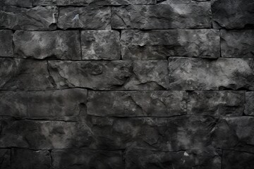 Dark Black Grunge Concrete Stone Wall Background Texture in Black and Grey: Generative AI