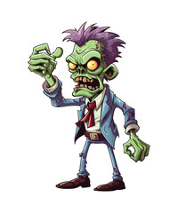 Zombie cartoon character. Vector clip art illustration