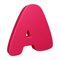 3D pink alphabet letter a for education and text concept