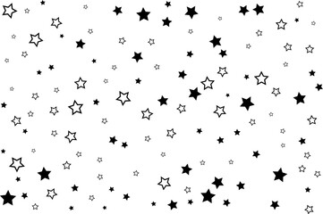 Starry background. Vector seamless pattern with stars. Monochrome horizontal texture. Swatch with sparkles for textile design.