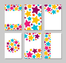 Party design cards with star pattern. Collection of banners for birthday or other celebration.