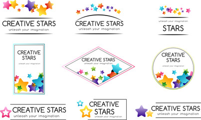 Creative kids vector cards with colorful stars