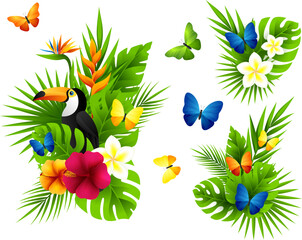 Tropical decorative vector elements.
