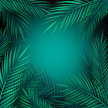 Blue Jungle Leaves Background.