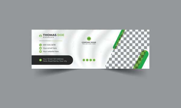 Modern green color Business or corporate Email signature layout design, Professional social media banner or cover template design.