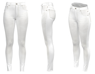 Female skinny jeans. Isolated. White Denim Jeans