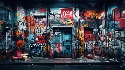abstract street art grafitti background, Genertive Ai - obrazy, fototapety, plakaty