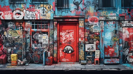 abstract street art grafitti background, Genertive Ai