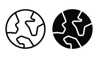 Earth icon with outline and glyph style.
