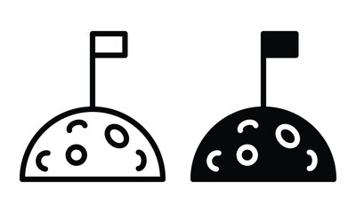 Moon landing icon with outline and glyph style.