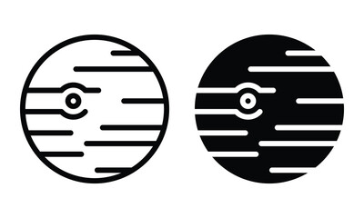 Planet icon with outline and glyph style. © Bartama Graphic