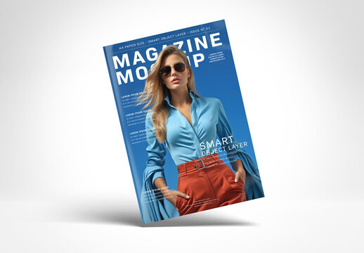 Isolated Magazine Cover Mockup Floating on White Background