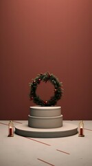 product podium stand with christmas theme background