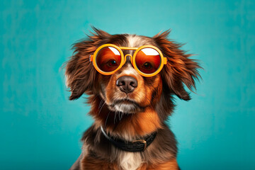 Cool Dog with Stylish Glasses, Embrace the Summer Vibes in Pet Fashion - Dog Sunglasses Included