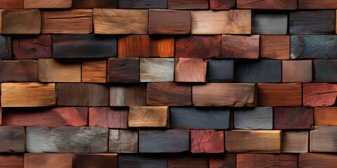 Generative AI - Industrial Flat Wooden Block Wall Texture