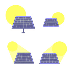 Solar PV panel power station. Renewable sustainable photovoltaic solar energy generation. Isolated vector illustration on white background.