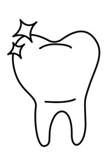 Outline Vector Illustration of a Tooth with shine	