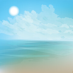 Fototapeta na wymiar Sea, sun, sky - summertime vector illustration. 
