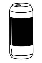Beer or soda can simple vector illustration. Logo of beer bottle.  Black white line symbol of the aluminium bottle for carbonated drinks.