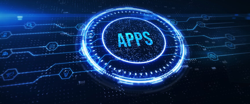 Business, Technology, Internet and network concept. APPS abbreviation. Modern technology concept. 3d illustration