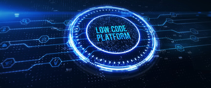 Low Code software development platform technology concept. 3d illustration