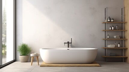 Naklejka na ściany i meble modern bathroom interior. Scandinavian style. minimalist bathroom. 3d rendering. Generative AI