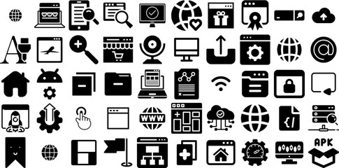 Mega Collection Of Web Icons Set Black Infographic Pictogram Court, People, Silhouette, Mark Pictograms Isolated On Transparent Background - obrazy, fototapety, plakaty