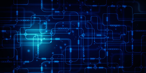 2d illustration Abstract futuristic electronic circuit technology background