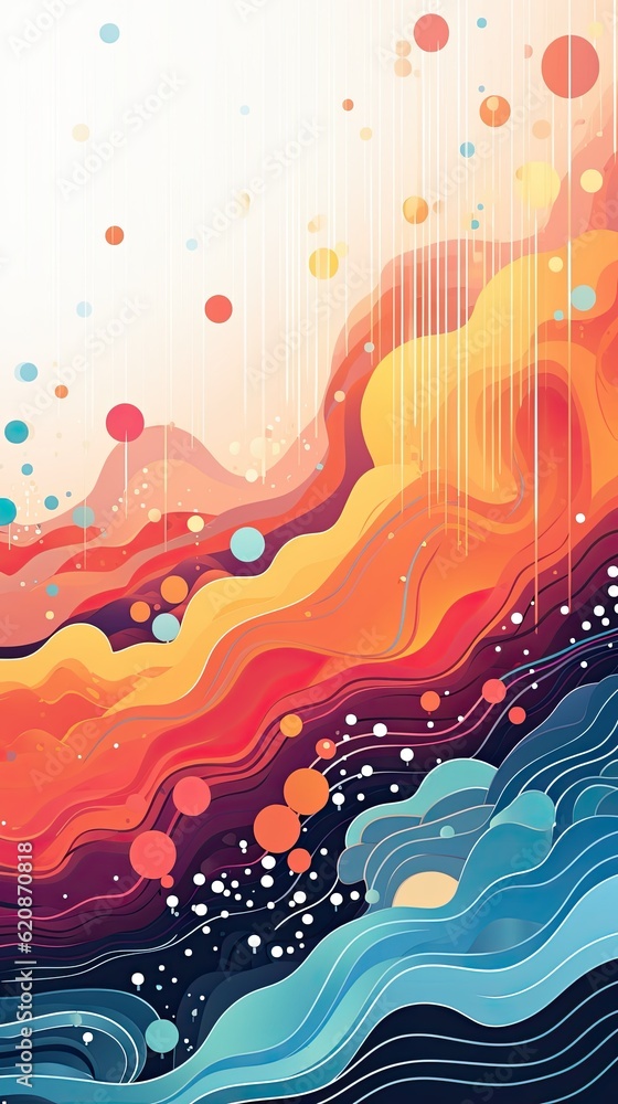 Poster an abstract painting of a wave and bubbles. generative ai.