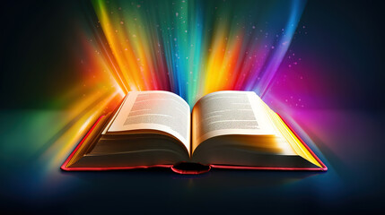 Opened book and bible background, Bright color. Generative Ai
