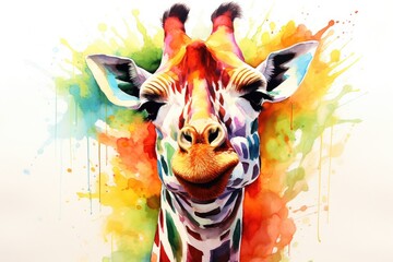 fluidity and unpredictability of watercolors by creating a dynamic and energetic Giraffe print. bold brushstrokes and splashes of color to depict the Giraffe movement and power