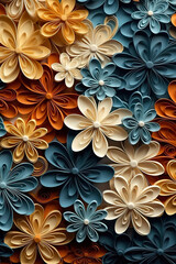 Obraz premium A close up of a bunch of paper flowers. Generative AI.
