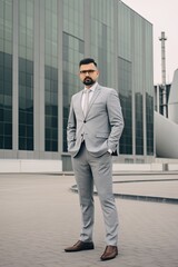 Fototapeta premium confident business man in front of office building